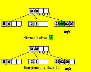 eliminar clave 65 del nodo hoja